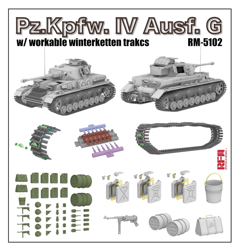 Rye Field Model 5102 1/35 Pz.Kpfw.IV Ausf.G w/Winterketten workable tracks