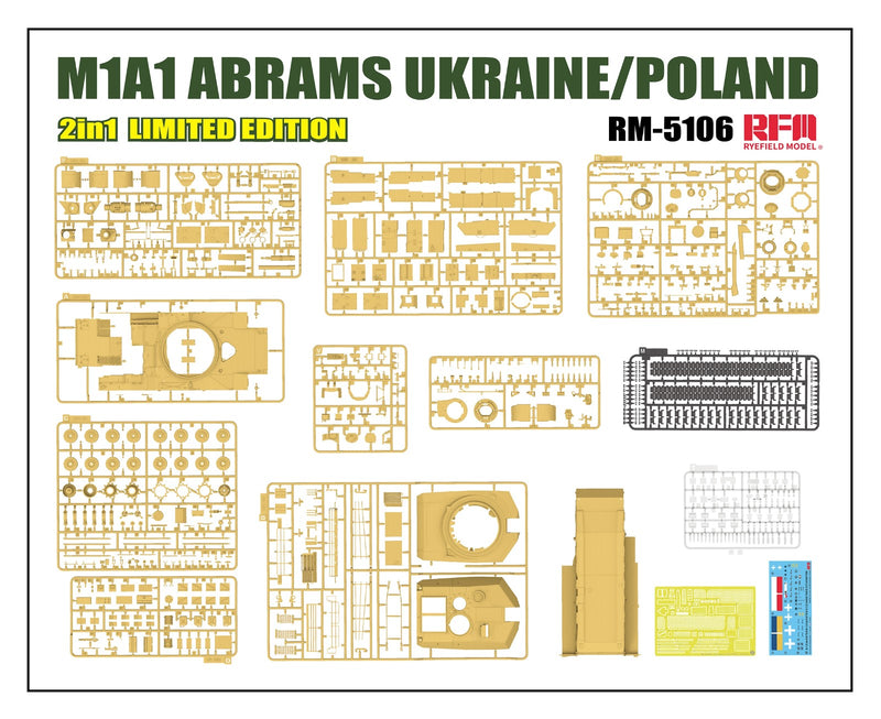 Rye Field Model 5106 1/35 M1A1 Abrams Ukraine/Poland 2 in 1 Limited Edition