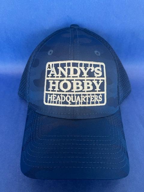 Official Andy's Hobby Headquarters Camo Mesh Cap - ROYAL/Stretch Fit Closure M/L or L/XL