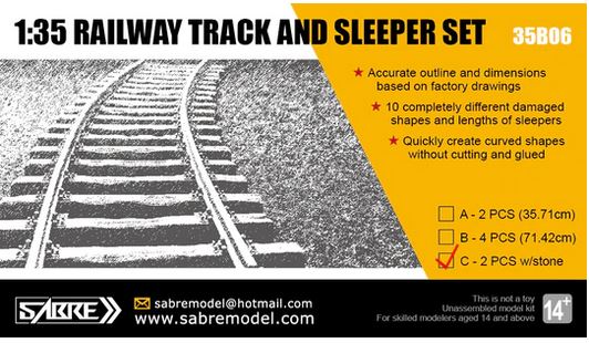 Sabre 35B06-C 1/35  Railway Track Sleeper Set  w/ Stones