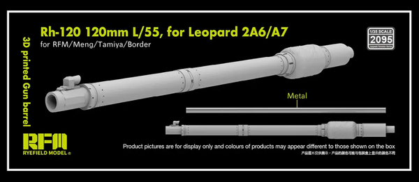 Rye Field Model 2095 1/35 3D Printed Gun Barrel Rh-120 120mm L/55 for Leopard 2A6/A7 (for RFM//Meng/Tamiya/Border)