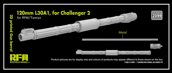 Rye Field Model 2099 1/35 3D print.Gun barrel 120mm L30A1 for Challenger 2 for RFM/Tamiya