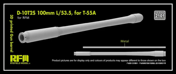 Rye Field Model 2101 1/35 3D print.Gun barrel D-10T2S 100mm L/53.5 for T-55A