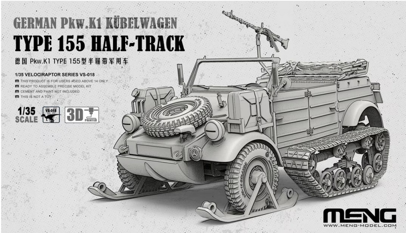 ***Pre-order Meng VS018 1/35 German Pkw.K1 Kübelwagen Type 155 Halftrack Pre-order***