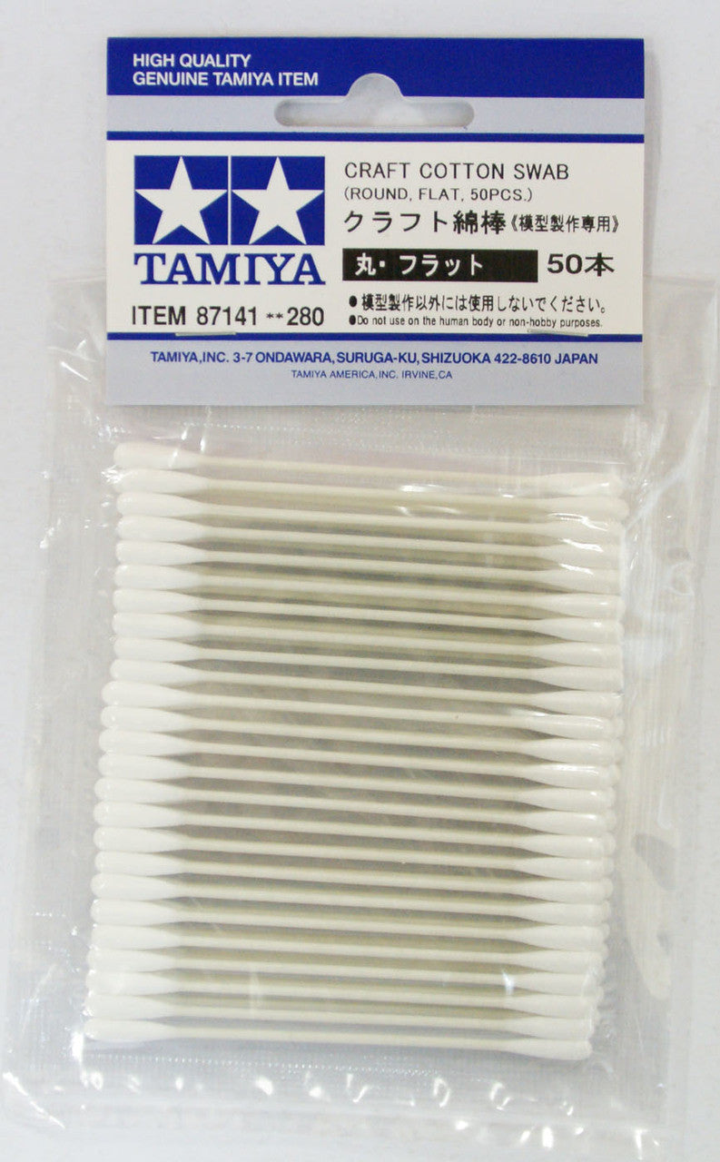 Tamiya 87141 Craft Cotton Swab, Round - Flat - 50 pcs.