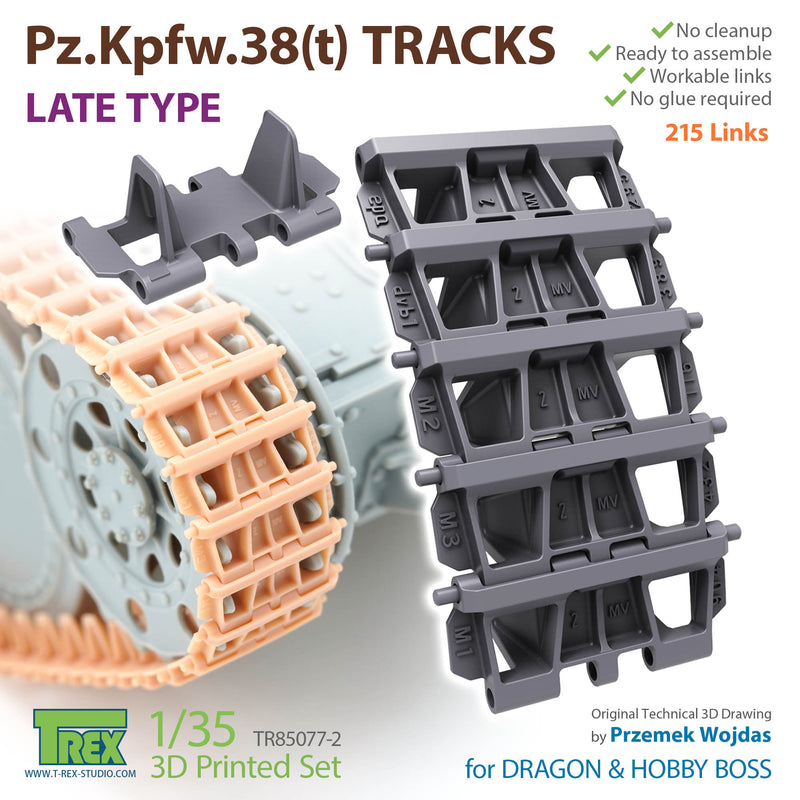 T-Rex 85077-2  1/35 Pz.Kpfw.38(t) Tracks Late Type (DML/Hobby Boss)