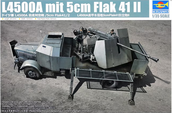 Trumpeter 09594 1/35 L4500A Military Truck w/5cm Flak 41 II Gun