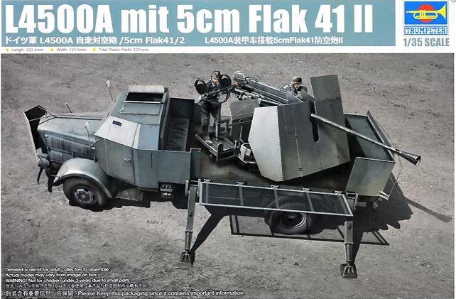 Trumpeter 09594 1/35 L4500A Military Truck w/5cm Flak 41 II Gun