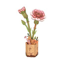 Robotime TW051 Rowood Pink Carnation DIY Wooden Flower 3D Puzzle