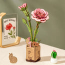 Robotime TW051 Rowood Pink Carnation DIY Wooden Flower 3D Puzzle