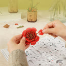 Robotime TW052 Rowood Red Carnation DIY Wooden Flower 3D Puzzle