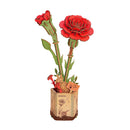 Robotime TW052 Rowood Red Carnation DIY Wooden Flower 3D Puzzle