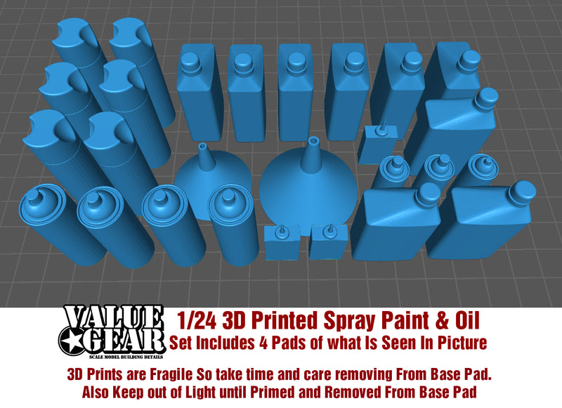 Value Gear VG2413  1/24 3D Printed Spray and Oil Cans
