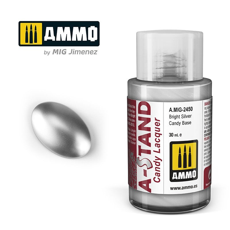 AMMO by Mig 2450 A-Stand Bright Silver Candy Base