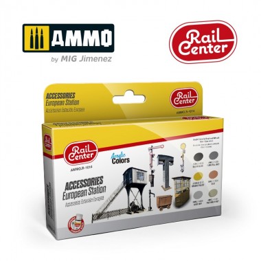 AMMO by Mig R-1014 RAIL CENTER - Accessories European Station Set