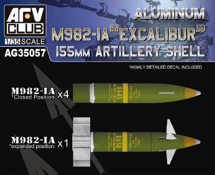 AFV Club AG35057 1/35 Aluminum 155mm Artillery Shell M982-IA "Excalibur"