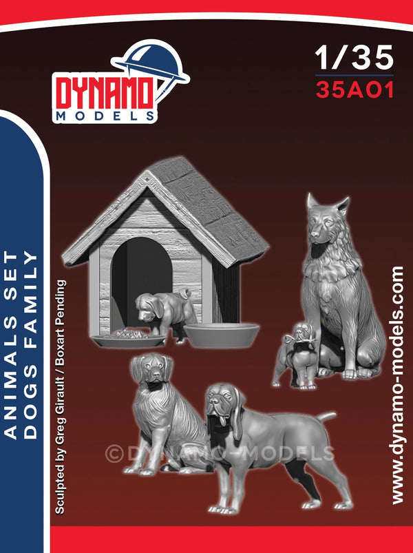 Dynamo  DYM35A01  1/35 Animal set – Family of dogs