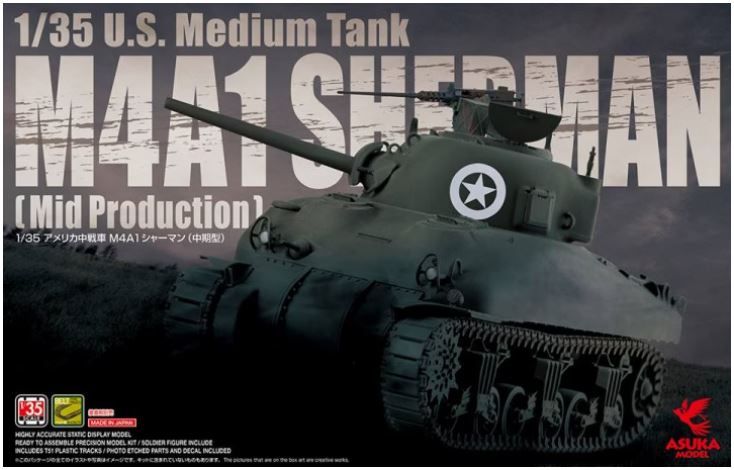 Asuka 35010 1/35 US Medium Tank M4A1 Sherman (Mid Production)