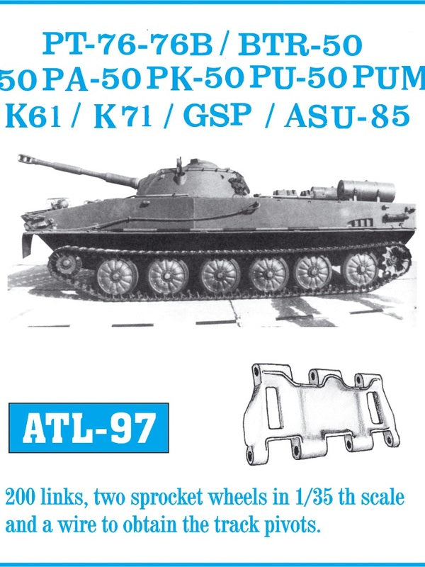 Friulmodel ATL-097 PT-76 – 76B / BTR-50 – 50P – 50PA – 50PK – 50PU – 50PUM / K-61 / K-71 / GSP / ASU-85