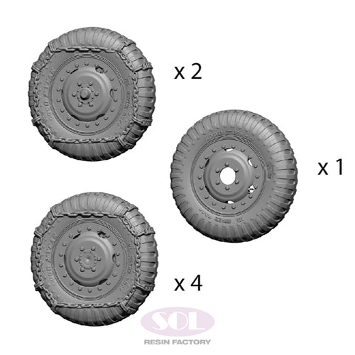 Sol Resin Factory MM718 1/16 WWII U.S.Army M8 Combat Wheel Tires with Chain