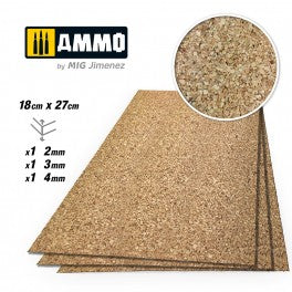 AMMO by Mig 8838 CREATE CORK Fine Grain Mix (1mm, 2mm and 3mm) – 1 pc. each size
