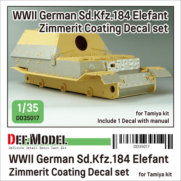 Def Model DD35017 1/35 WWII German Elefant Zimmerit Coating Decal set for Tamiya kit
