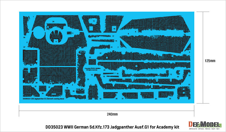 Def Model DD35023 1/35 Jagdpanther Ausf.G1 Zimmerit Coating Decal set for Academy kit