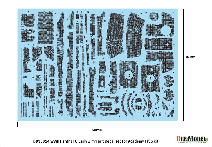 Def Model DD35024 1/35 Panther Ausf.G Early Zimmerit Coating Decal set for Academy kit