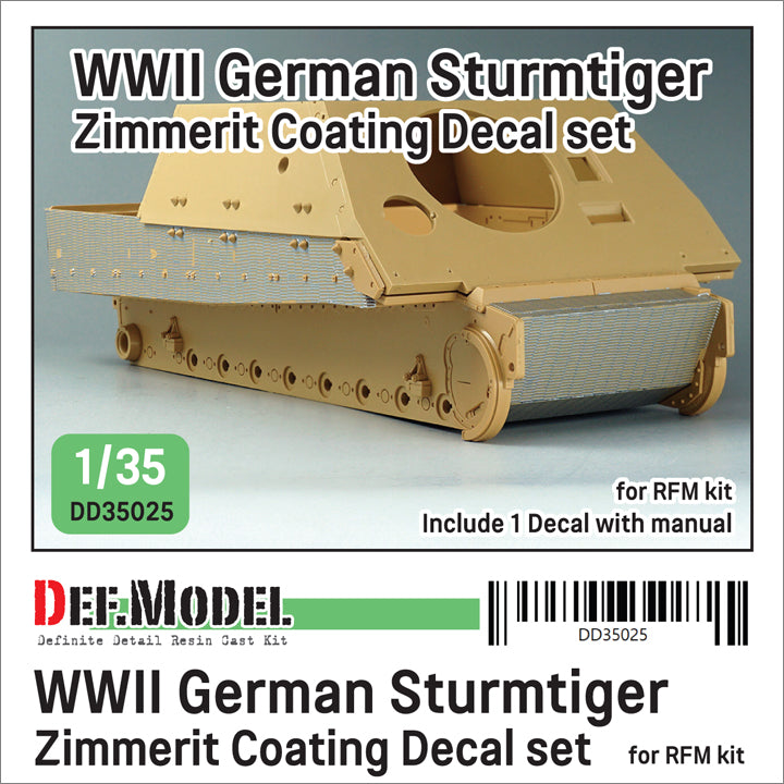 Def Model DD35025 1/35 WWII German Sturmtiger Zimmerit Coating Decal set for RFM kit