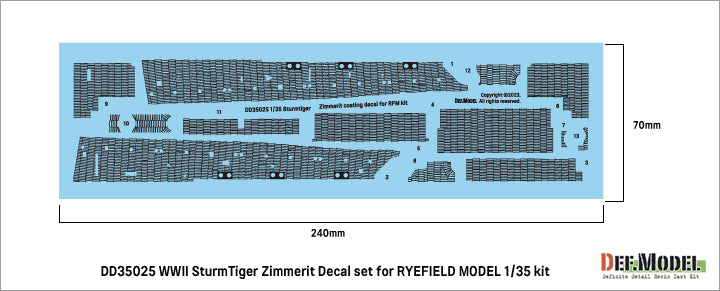 Def Model DD35025 1/35 WWII German Sturmtiger Zimmerit Coating Decal set for RFM kit