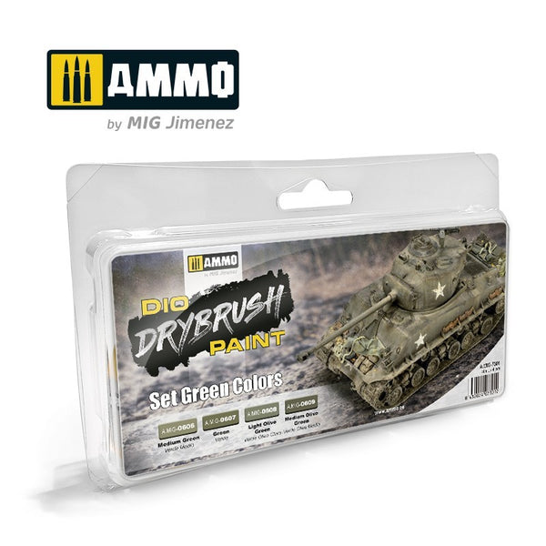 AMMO by Mig  7301 DRYBRUSH Set Green Colors