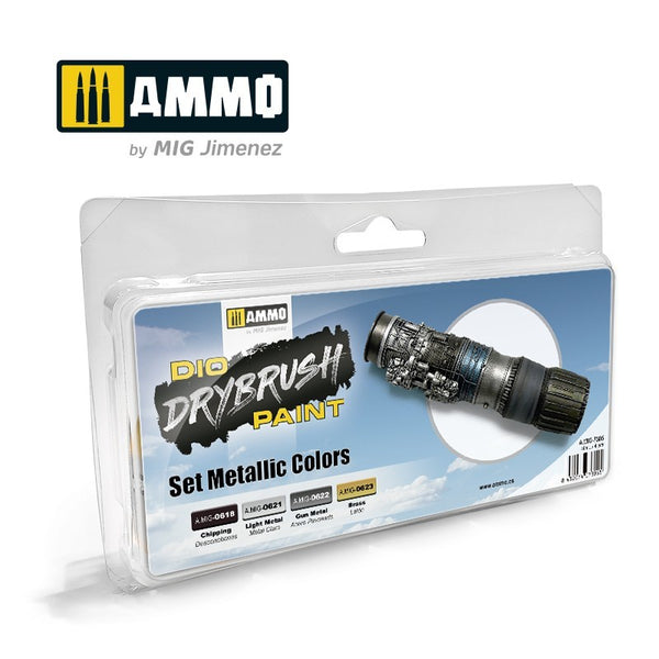 AMMO by Mig 7305 DRYBRUSH Set Metallic Colors