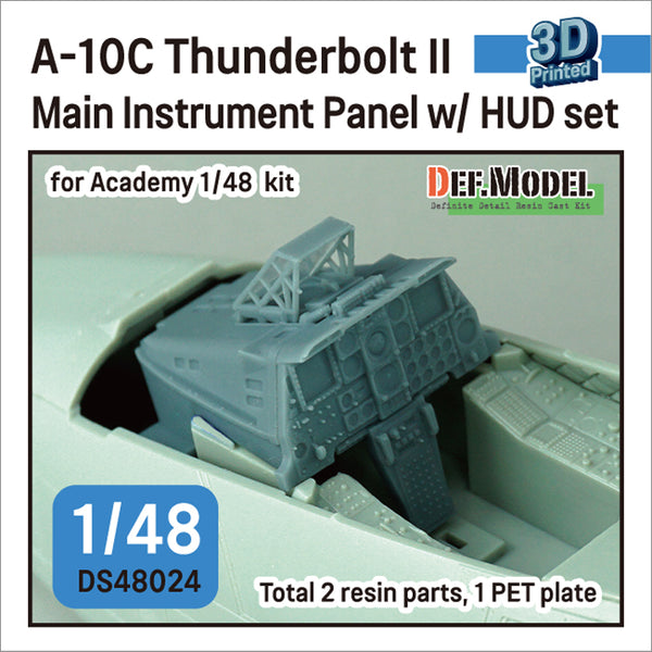 Def Model DS48024 1/48 A-10C Thunderbolt II Main Instrument Panel w/ HUD set (for Academy kit)