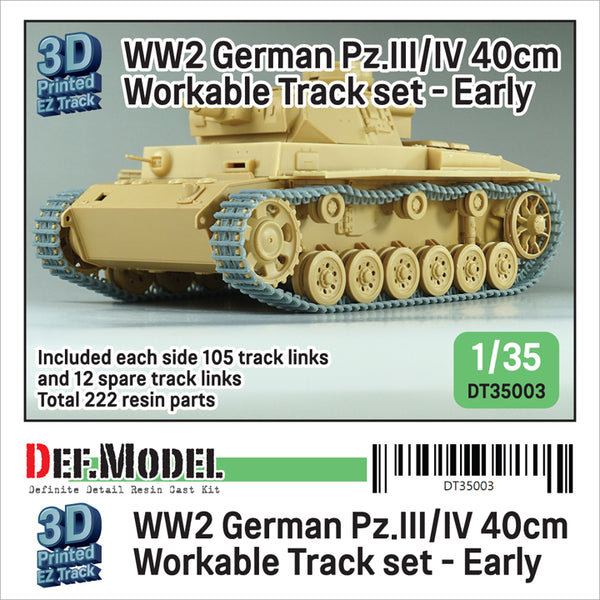 Def Model DT35003 1/35 WW2 Pz.III/IV 40cm Workable Track set - Early type