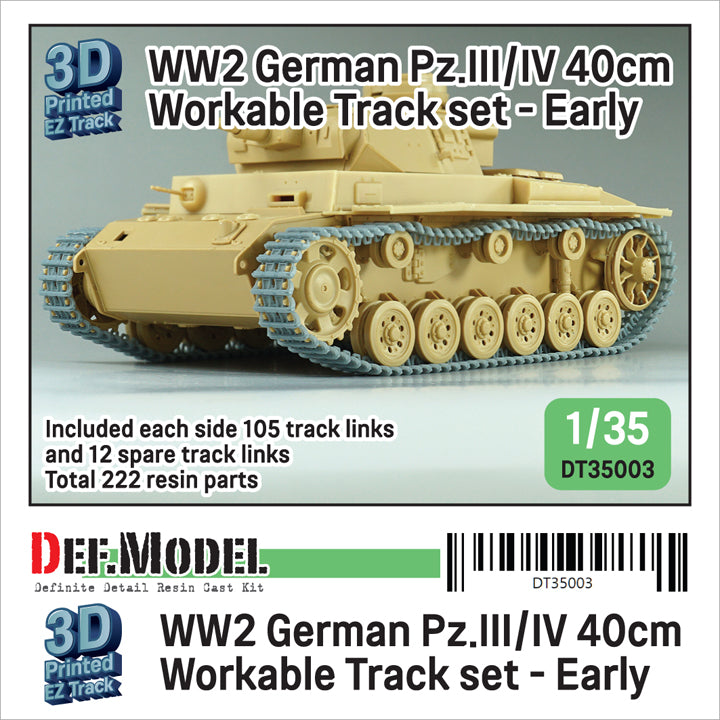 Def Model DT35003 1/35 WW2 Pz.III/IV 40cm Workable Track set - Early type