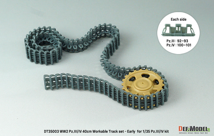 Def Model DT35003 1/35 WW2 Pz.III/IV 40cm Workable Track set - Early type