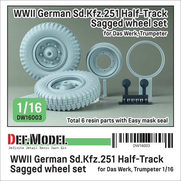 Def Model DW16003 1/16 WW2 GERMAN Sd.Kfz. 251 Half Track Sagged Front Wheel set (for Das Werk, Trumpeter 1/16 kit)