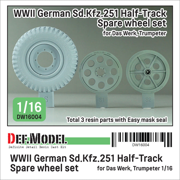 Def Model DW16004 1/16 WW2 GERMAN Sd.Kfz. 251 Half Track Spare Wheel set (for Das Werk, Trumpeter 1/16 kit)