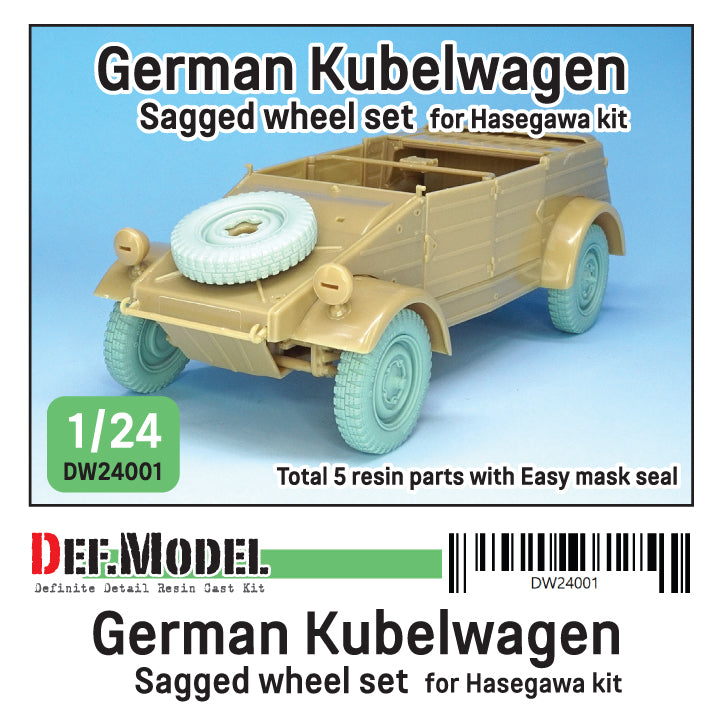 Def Model DW24001 1/24 WWII German Kubelwagen Sagged Wheel set 1 (for Hasegawa 1/24)