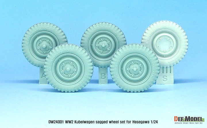 Def Model DW24001 1/24 WWII German Kubelwagen Sagged Wheel set 1 (for Hasegawa 1/24)