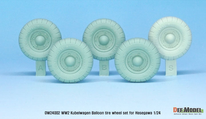 Def Model DW24002 1/24 WWII German Kubelwagen Ballon tire set (for Hasegawa 1/24)