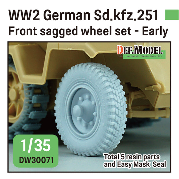 Def Model DW30071 1/35 WW2 German Sd.kfz.251 Half-track front sagged wheel set - Early  (for 1/35)