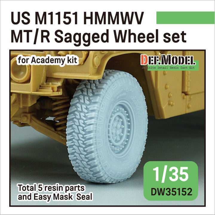 Def Model DW35152 1/35 US M1151 HMMWV MT/R Sagged wheel set  (for Academy 1/35)