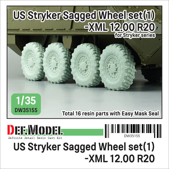 Def Model DW35155 1/35 US Stryker Sagged Wheel set(1) Mich.XZL 12.00 R20 (for 1/35 Styker series)