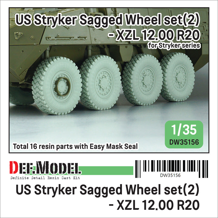 Def Model DW35156 1/35 US Stryker Sagged Wheel set(2) Mich.XML 12.00 R20 (for 1/35 Styker series)