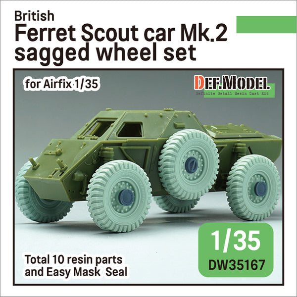 Def Model DW35167 1/35 British Ferret Scout car Mk.2 Sagged Wheel set  (for Airfix 1/35 kit)