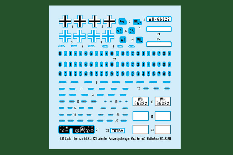 Hobby Boss 83811 1/35 German Sd.Kfz.221 Leichter Panzerspähwagen (1st Series)