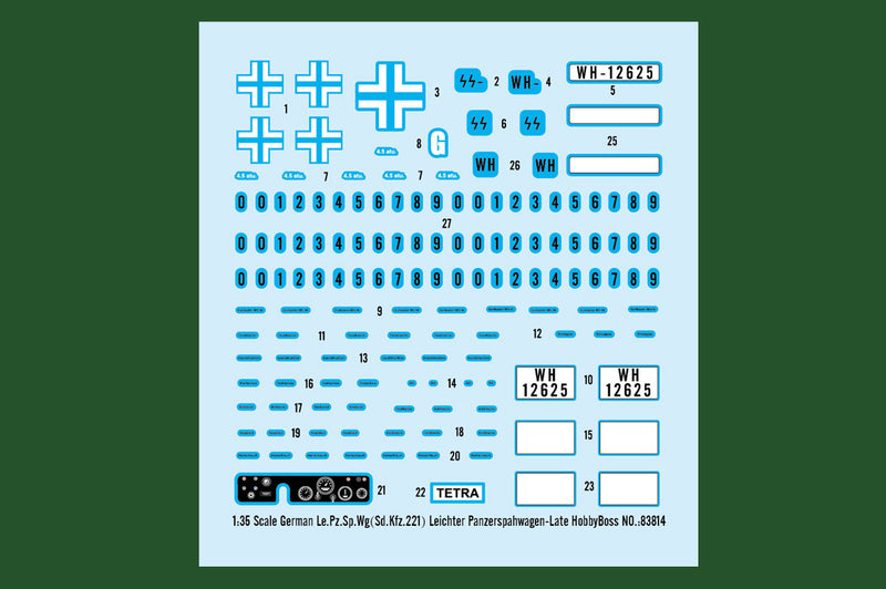 Hobby Boss 83814 1/35 German Le.Pz.Sp.Wg. (Sd.Kfz. 221) Leichter Panzerspähwagen (late)