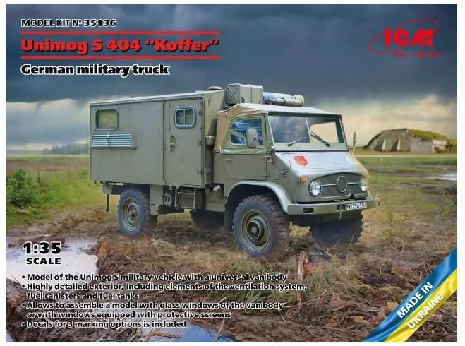 ICM 35136 1/35 Unimog S 404 German military truck w/ Box