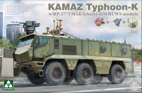 Takom 2173 1/35 KAMAZ Typhoon-K with RP-377VM1 & Arbalet-DM RCWS Module    2-in-1